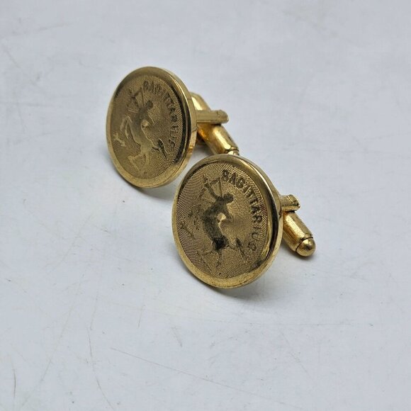 Vintage Dante Gold Tone Capricorn Zodiac Horoscope Cufflinks - Picture 2 of 5